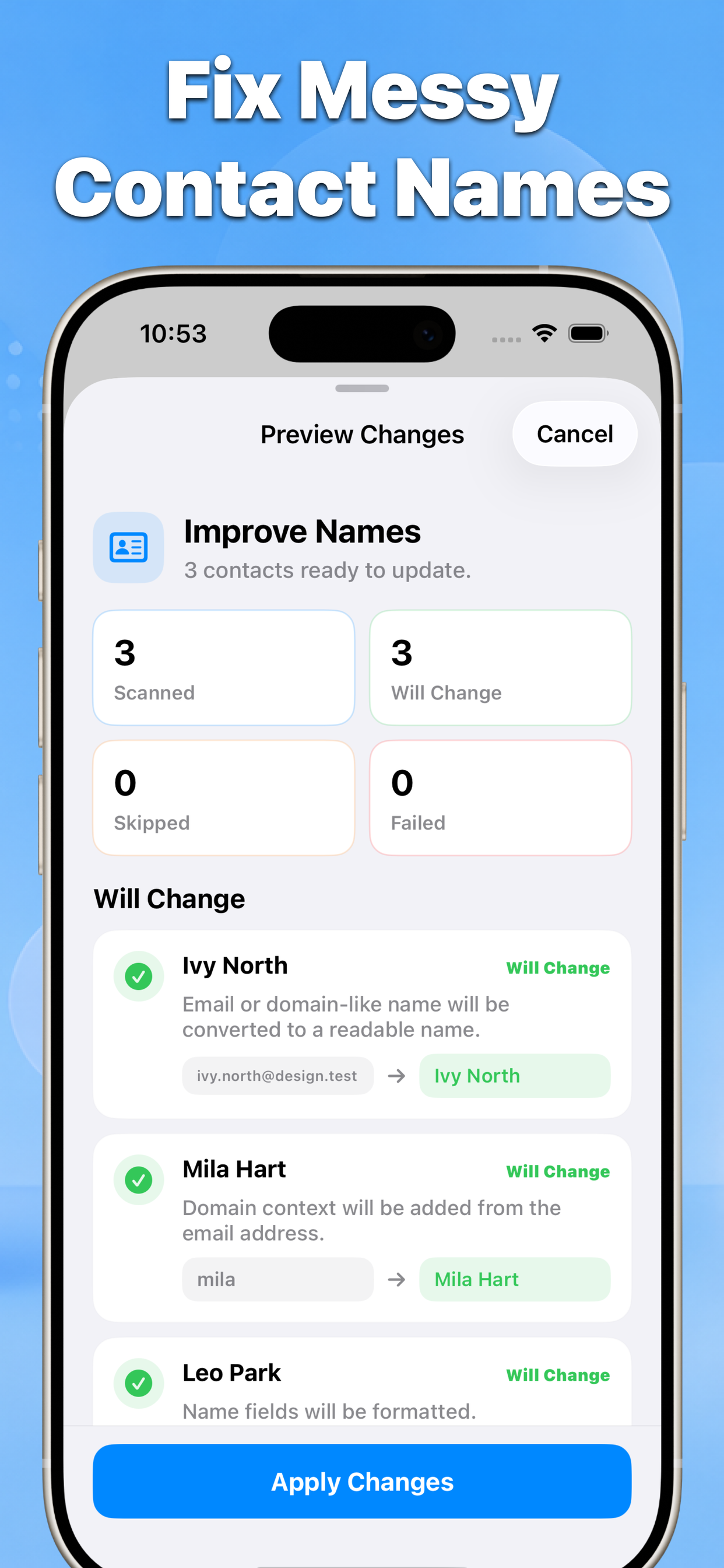 Contact Cleaner fix messy contact names preview graphic