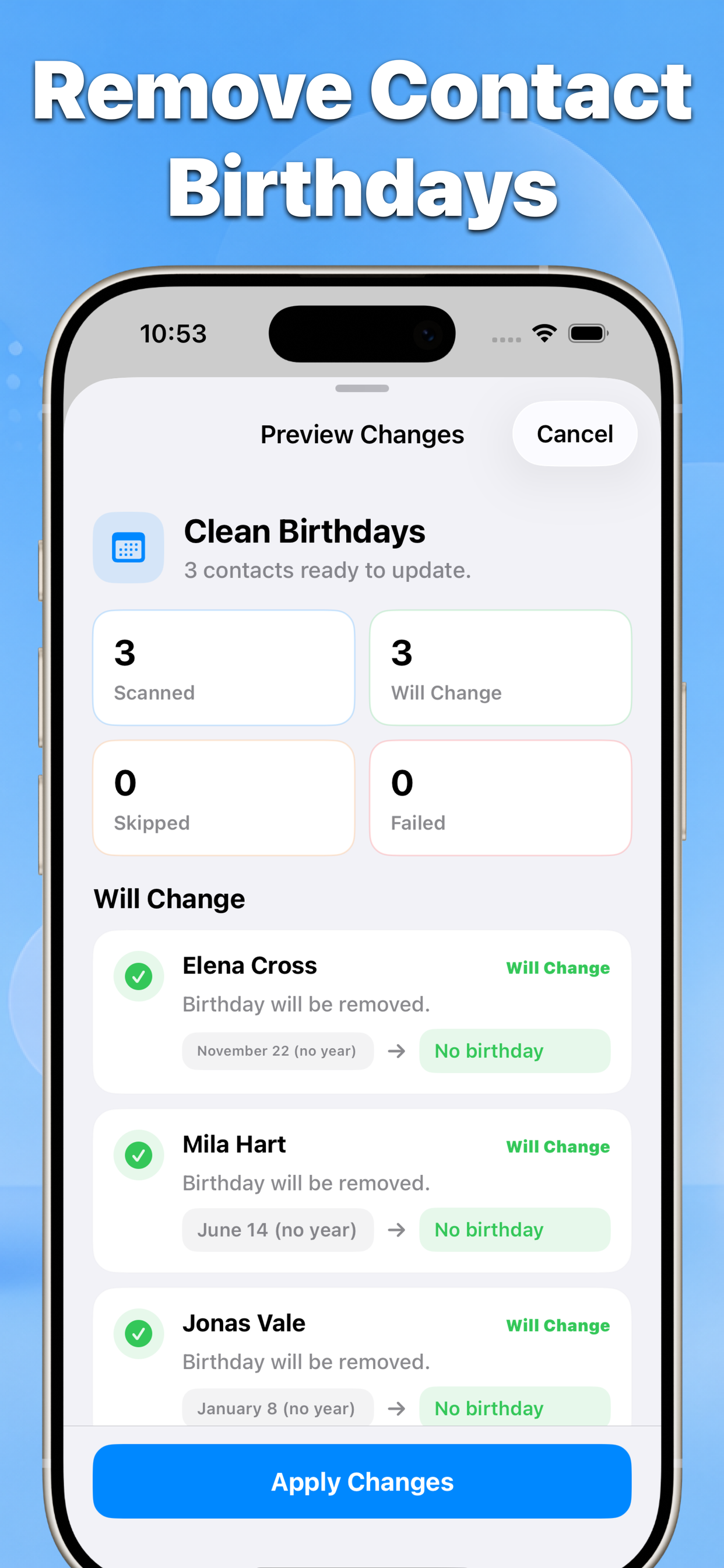 Contact Cleaner remove contact birthdays preview graphic
